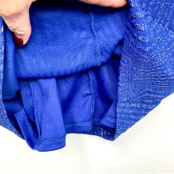 Charlotte Russe Electric Blue Cutout Halter Mini Dress XS Metallic Semi Formal - Picture 13 of 15